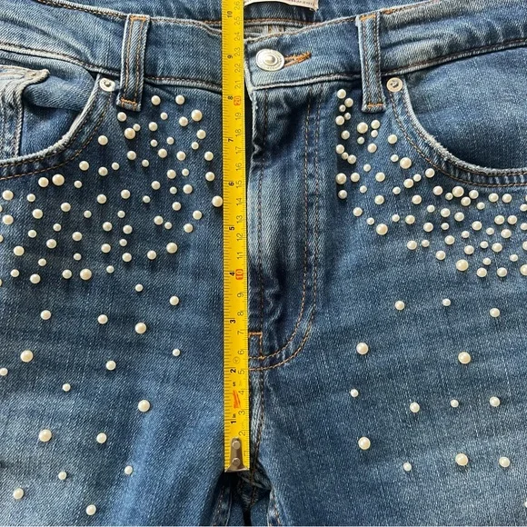 Zara Pearl Embellished Premium Denim Collection Jeans Womens Sz 12